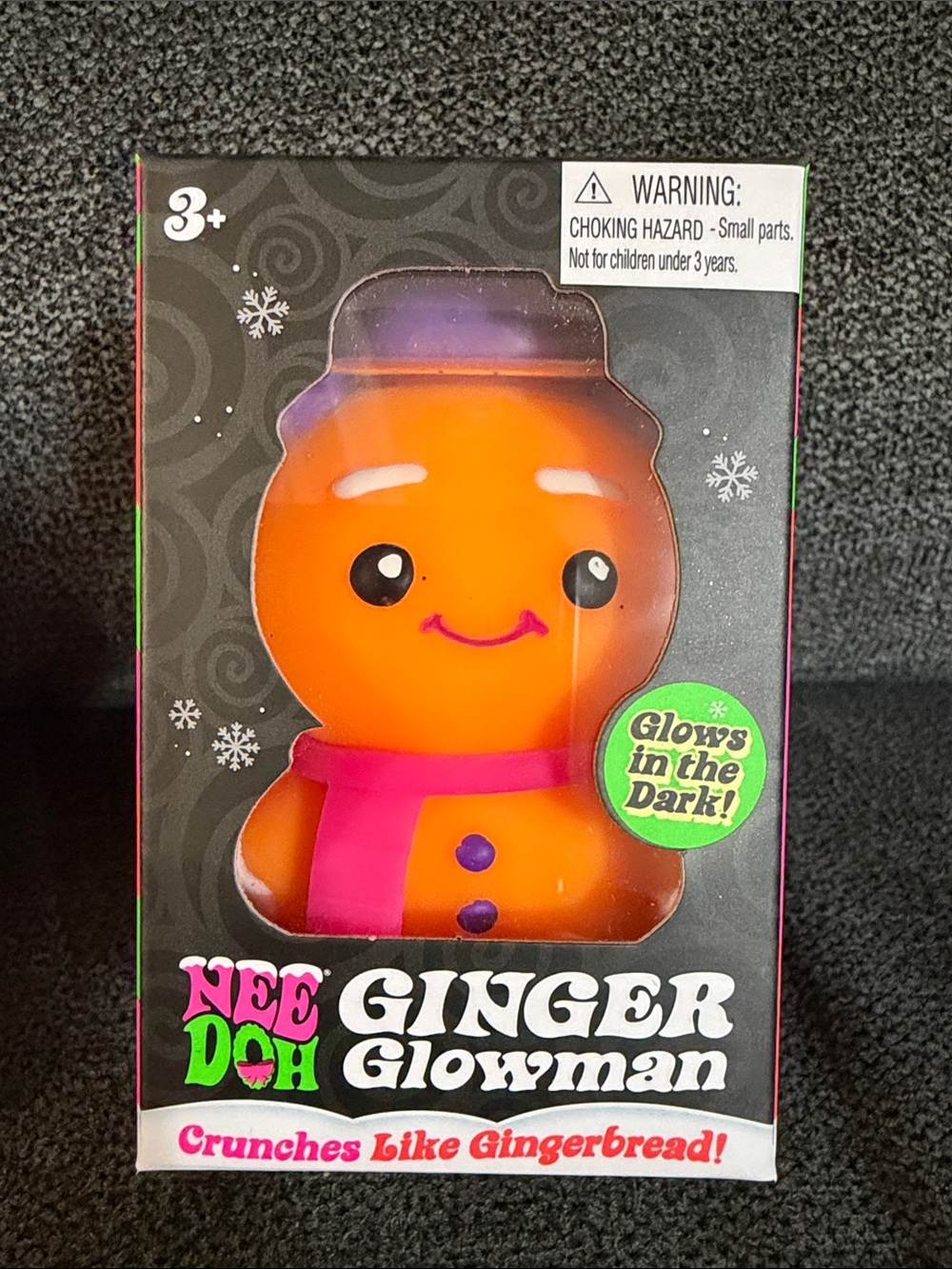 NeeDoh ULTRA RARE Ginger Glowman Squishmas Toy Orange with Pink, Green & Purple - Picture 9 of 9